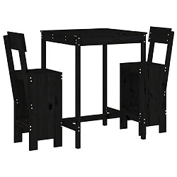 Maison Chic Table de bar et chaises d'extérieur 3 pcs,Ensemble de bar de jardin pour relax noir bois de pin massif -GKD443950