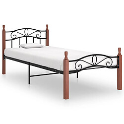 vidaXL Cadre de lit sans matelas noir métal bois chêne 100x200 cm