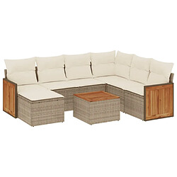 vidaXL Salon de jardin avec coussins 8 pcs beige résine tressée