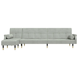 Avis Maison Chic Canapé-lit convertible, Clic-Clac en forme de L gris clair 271x140x70 cm velours -GKD96068