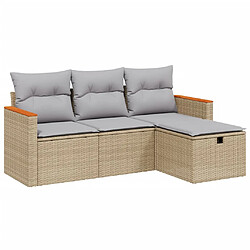 vidaXL Salon de jardin avec coussins 4pcs mélange beige résine tressée