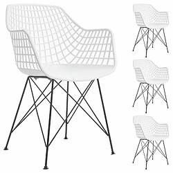 Idimex Lot de 4 chaises ALICANTE, en plastique blanc et métal noir