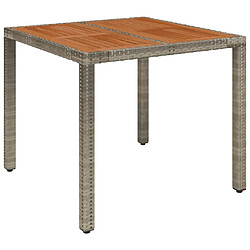 vidaXL Table de jardin dessus en bois Gris 90x90x75 cm Résine tressée