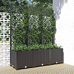 vidaXL Jardinière avec treillis Noir 120x40x136 cm PP