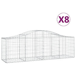 vidaXL Paniers à gabions arqués 8 pcs 200x50x60/80 cm Fer galvanisé