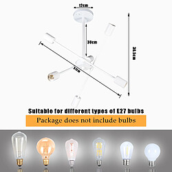 Stoex Luminaire Plafonnier Modernes Lampe de Plafond D'Intérieur Vintage Plafonnier Rétro Blanc, 6 Lumières E27 Pour Couloir Chambre Salon pas cher