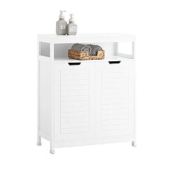 SoBuy BZR121-W Meuble Salle de Bain Armoire Toilette Commode Placard Meuble de Rangement avec 2 Portes, Étagères Réglables