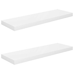 vidaXL Étagère murale flottante 2 pcs Blanc brillant 80x23,5x3,8cm MDF