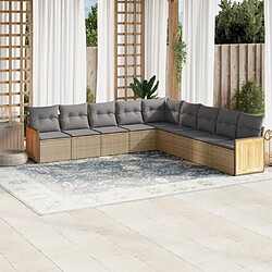 vidaXL Salon de jardin avec coussins 9 pcs beige résine tressée 