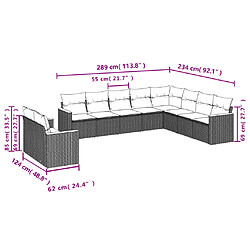 Acheter vidaXL Salon de jardin avec coussins 10 pcs gris résine tressée