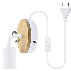 Avis Stoex Lampe Murale Rétro E27 Applique Murale Vintage Blanc Applique Murale en Bois de Fer Pour Chambre À Coucher, Chevet D'Hôtel (Avec Prise Ue)