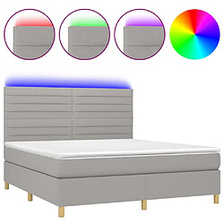 vidaXL Sommier à lattes de lit et matelas et LED Gris clair 180x200 cm