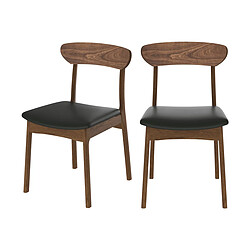 Rendez Vous Deco Chaise Lana en cuir synthétique noir et bois foncé (lot de 2) 