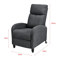 Avis Helloshop26 fauteuil relaxant avec dossier inclinable et repose pieds housse textile 102 cm gris foncé 03_0005214