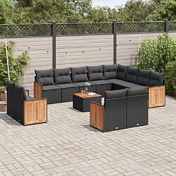 Maison Chic Salon de jardin avec coussins 13 pcs, Ensemble Tables et chaises de jardin, noir résine tressée -GKD215150