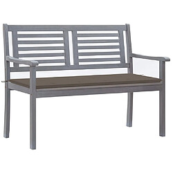 vidaXL Banc de jardin 2 places avec coussin 120 cm Gris Eucalyptus