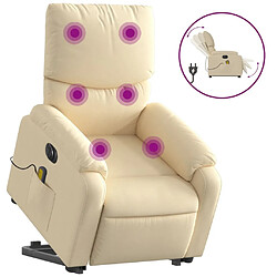 Maison Chic Fauteuil Relax pour salon, Fauteuil inclinable de massage électrique Crème Tissu -GKD67214