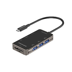 Promate Primehub-Mini Hub USB 100W, HDMI 4K@30Hz, 3x USB-A 3.0, Ethernet RJ45, SD/TF