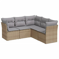 vidaXL Salon de jardin avec coussins 5 pcs beige résine tressée