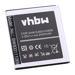 vhbw Li-Ion Batterie 2000mAh (3.7V) pour téléphone portable smartphone Samsung SM-G360, SM-G3606, SM-G3608, SM-G3609, SM-G360BT comme EB-BG360CBC. 