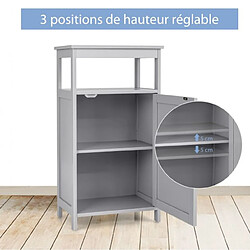 Helloshop26 Armoire de rangement de salle de bain meuble de rangement avec étagère ouverte et placard à porte 45 x 30 x 84 cm gris 20_0006128