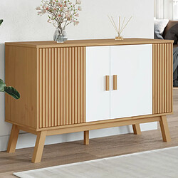 vidaXL Buffet OLDEN blanc et marron 114x43x73,5 cm bois massif de pin