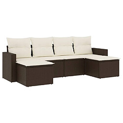 vidaXL Salon de jardin avec coussins 6 pcs marron résine tressée