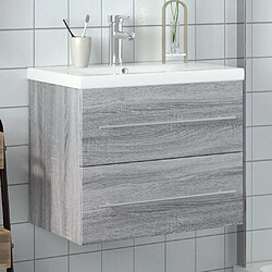 vidaXL Armoire lavabo de salle de bain avec bassin intégré sonoma gris 