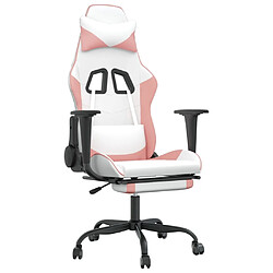 Maison Chic Chaise de jeu, Chaise gaming avec repose-pied, Fauteuil gamer,Chaise de Bureau Blanc et rose Similicuir -GKD61329