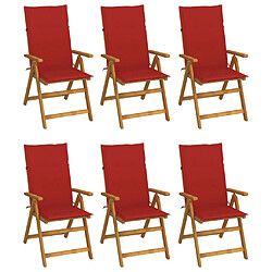 Maison Chic Lot de 6 Chaises pliables d'extérieur avec coussins | chaises de jardin | Fauteuil Relax Bois d'acacia -GKD69619