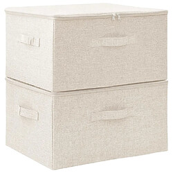 Maison Chic Lot de 2 Boîtes de rangement,Boîtes de stockage Tissu 43x34x23 cm Crème -MN451507