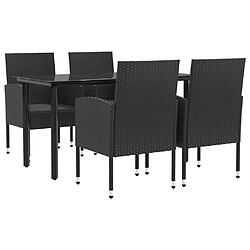 vidaXL Ensemble à manger de jardin 5 pcs noir résine tressée et acier