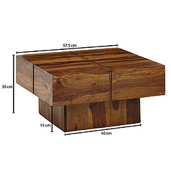 Avis Mes Table basse carrée 57,5x30 cm en bois de sheesham massif marron