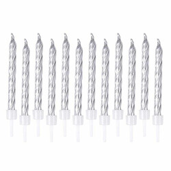 Paris Prix Lot de 12 Bougies d'Anniversaire Métalliques 6cm Argent