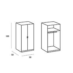 Avis Inside 75 Armoire COOPER 2 portes largeur 91 coloris laquée blanc