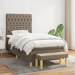 Maison Chic Lit Adulte - Lit simple Lit à sommier tapissier avec matelas moelleux - Meuble de Chambre - Taupe 90x200 cm Tissu -MN39276