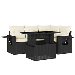 vidaXL Salon de jardin 5 pcs avec coussins noir résine tressée