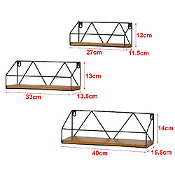 Avis Helloshop26 Set de 3 étagères de tailles différentes noir effet bois foncé 03_0007106