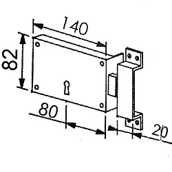 Serrure en applique Bricard monopoint horizontale Pour porte de cave Ouvrant Gauche Axe 80 mm