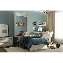 Avis Inside 75 Armoire lit escamotable DYNAMO SOFA blanc canapé + accoudoirs tissu anthracite 90*200 cm