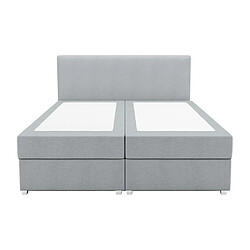 Avis Vente-Unique Ensemble complet boxspring tête de lit + sommier + matelas + surmatelas - 160 x 200 cm - Tissu - Gris clair - ONAN de YSMÉE