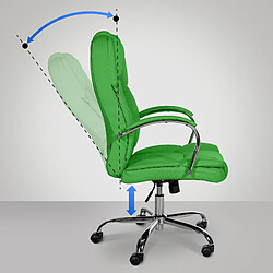 Avis Decoshop26 Fauteuil de bureau sur roulettes largeur d'assise XXL en PVC vert et métal chromé 10_0002414