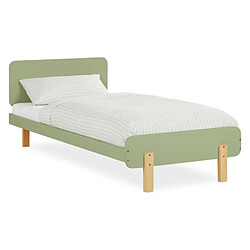 Homestyle4U Lit vert en bois avec matelas 90x200