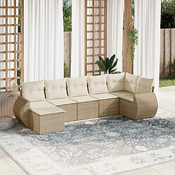 vidaXL Salon de jardin avec coussins 7 pcs beige résine tressée