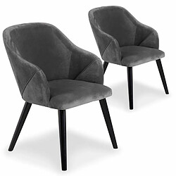 Paris Prix Lot de 2 Fauteuils en Velours Yugnat 85cm Gris