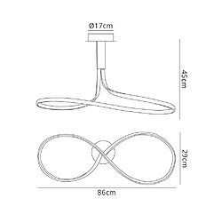 Luminaire Center Semi Plafonnier Nur marron oxydé 40W LED 2800K, 3200lm, acrylique givré/marron oxydé