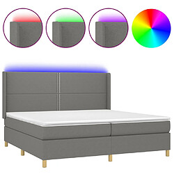 vidaXL Sommier à lattes de lit matelas LED Gris foncé 200x200 cm Tissu