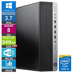 HP 800 G3 SFF i3-6100 3.70GHz 8Go/240Go SSD Wifi W10 · Reconditionné 