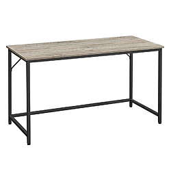 Helloshop26 Bureau table poste de travail 140 x 60 x 75 cm pour bureau salon chambre assemblage simple métal style industriel grège et noir 12_0001298