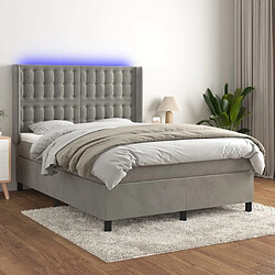 Sommier à lattes,Cadre à lattes de lit pour Adulte matelas et LED Gris clair 140x190 cm -MN82453